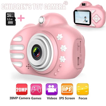 

Kids Camera Cartoon Cute Flash 20MP HD Mini Digital Camera Children Toys Camera 2.4 inch IPS Screen For Child Birthday Gift