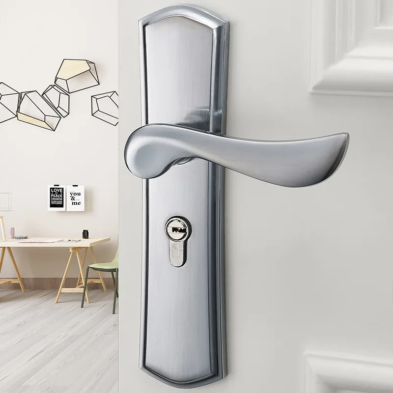 

Modern Minimalist Interior Mechanical Door Lock Bedroom Wood Door Handle Lock Household Hardware Locks Handle Three-piece Set