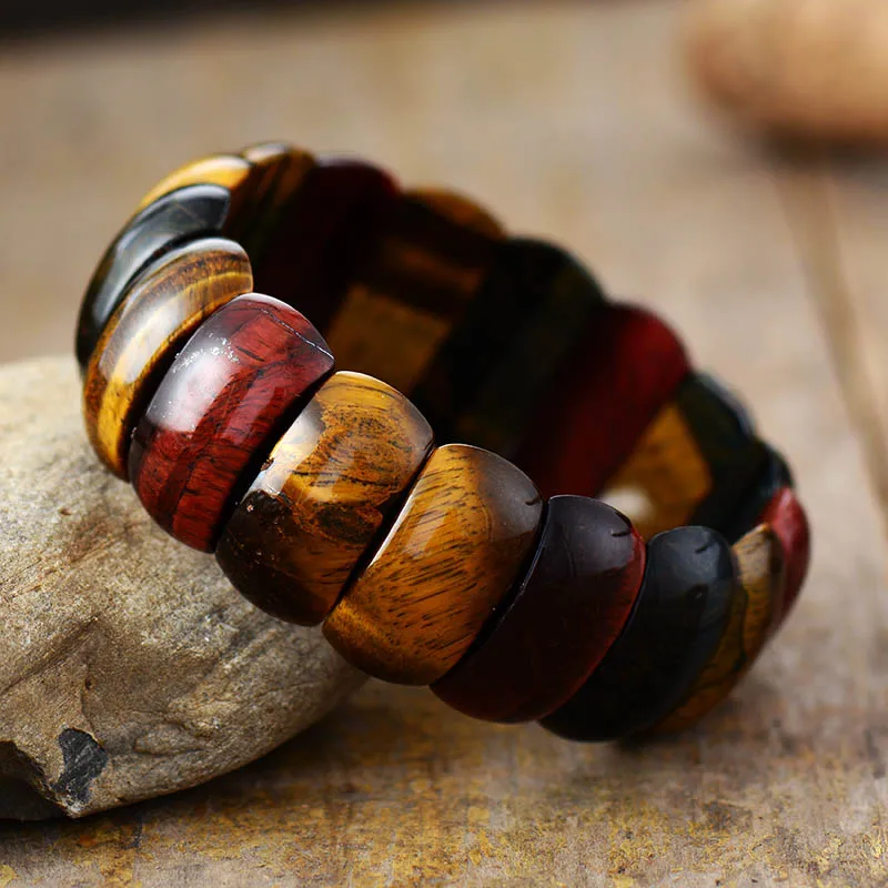Men Stretch Bracelets Cool Tiger Eye Elastic Wristband Bracelets Natural Stone Jewelry Bijoux Couples Gifts