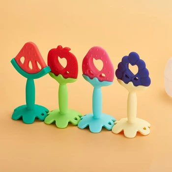

Baby Teether Infant Kids Chew Tooth Toys Baby Dental Care Strengthening Tooth Training Safety Silicone Fruit Teethers For Baby