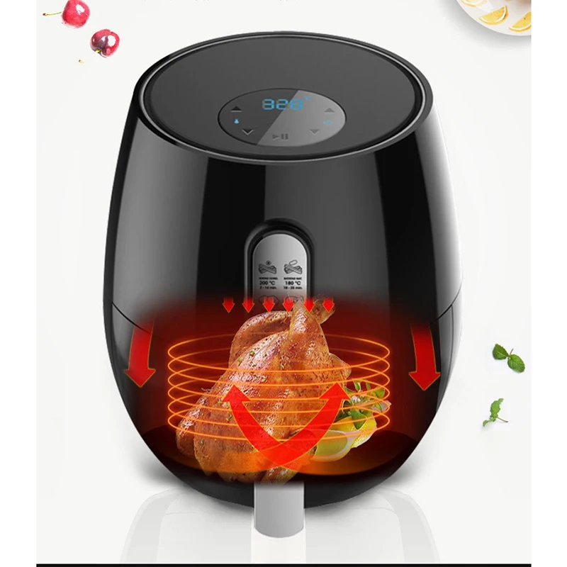 

Smart Press Screen Air Fryer Home Oil-Free Degreasing Electric Fries Machine Indoor Grill Black-US Plug