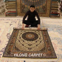 Yilong 4'x6 ручной работы Турецкая слоновая кость цветочный шелк ручной работы связанный вручную ковер(ZQG043A4x6