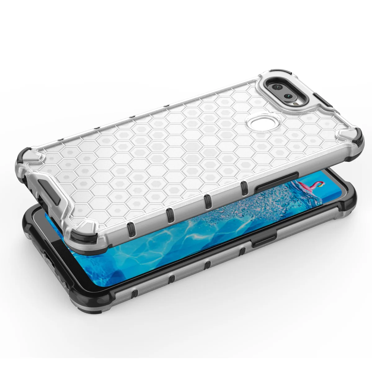 Hybrid TPU + PC Armor Case for OPPO Realme 5 Pro Q F11 F9 Honeycomb Pattern Clear Shockproof RENO 2 2Z ACE |
