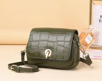 

WOMEN'S Bag 2019 New Style Crocodile Pattern Chain Bag Cowhide Small Square Bag Fashion Elegant Shoulder Bag Shoulder Bag
