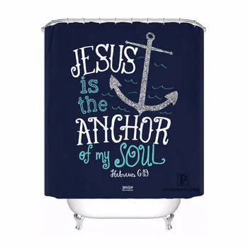 

Custom Hope Anchor Interlock Waterproof Shower Curtain Home Bath Bathroom s Hooks Polyester Fabric Multi Sizes180509-60