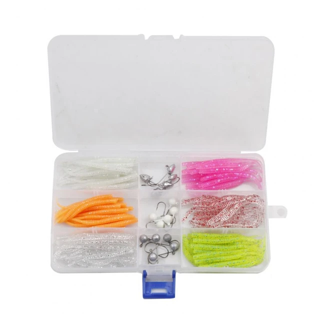 135pcs/box Durable Soft Lure Jig Reusable Plastic Worm Fishing
