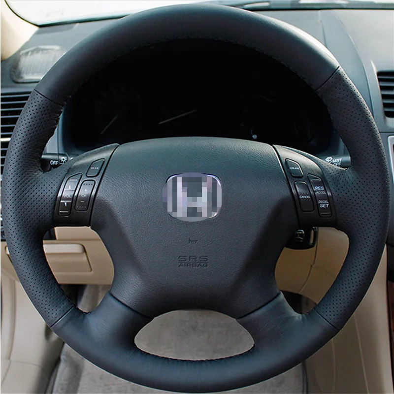 LUNDA черный кожаный чехол рулевого колеса автомобиля для Honda Accord Odyssey 2004 2005 ручной