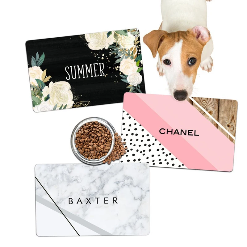 PU Leather Waterproof Pet Placemat Dog Mat Cat Mat Bowl Plate Pet Drinking Feeding Placemat Customize Name For Puppy And Kitten PU Leather Waterproof Pet Placemat Dog Mat Cat Mat Bowl Plate Pet Drinking Feeding Placemat Customize Name For Puppy And Kitten