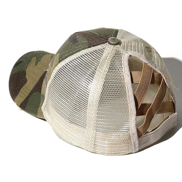 Women's camo hat with ponytail hole Clearance