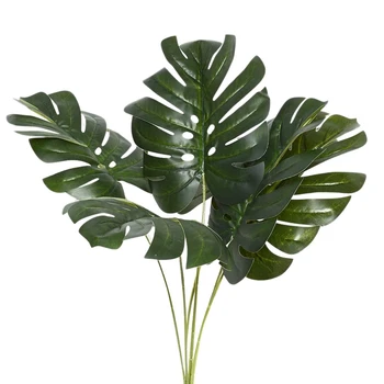 

10 Pcs Artificial Fake Palm Tree Leaves Faux Palm Frond Tropical Leaf Plants for Home Kitchen Party Decorations