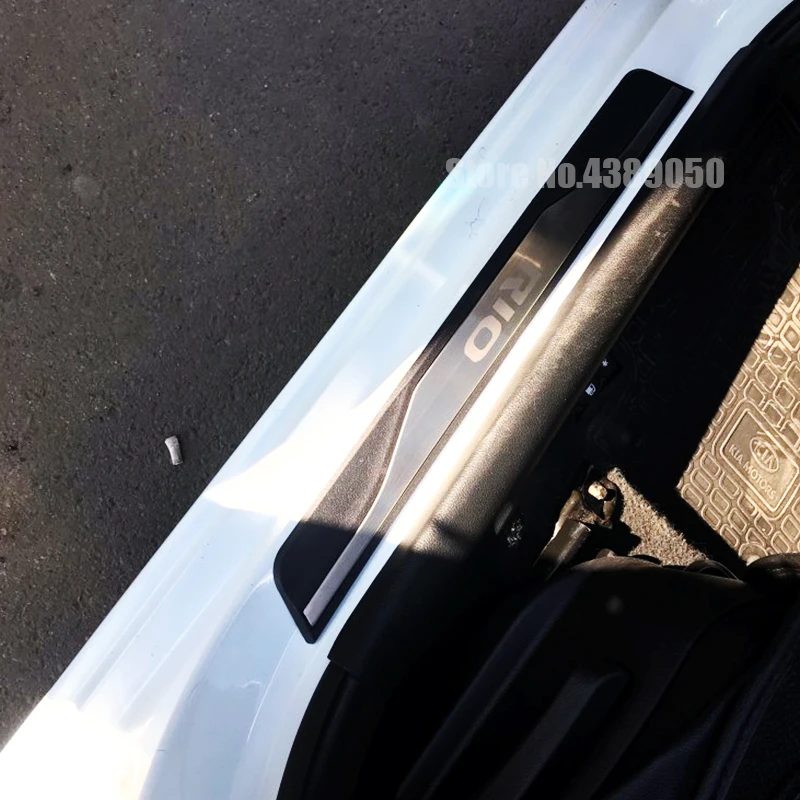 Аксессуары из нержавеющей стали для kia rio, защитные накладки на пороги, защитные накладки, наклейки для автомобиля, 4 шт