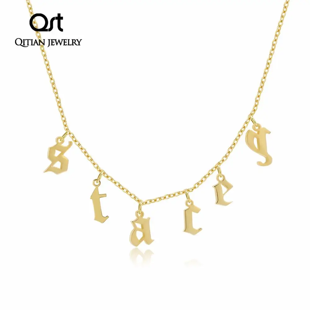 Necklace Letters Customized Gothic Number-Pendant Chokers Jewellry Gift English-Gold