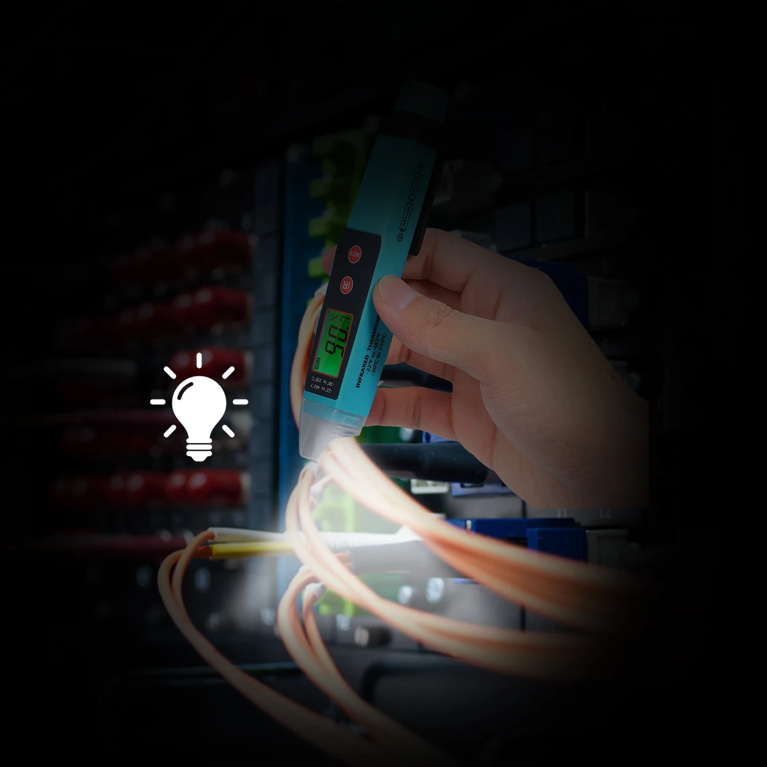 12-1000 в 2 в 1 тестер цепи для измерения электричества и температуры бесконтактный Тестер напряжения с инфракрасным термометром