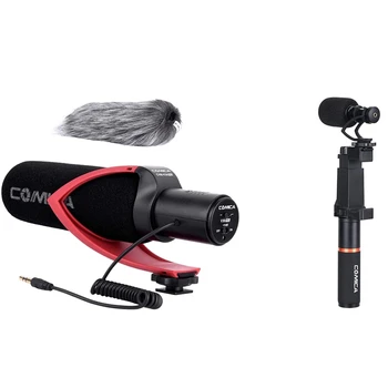

Comica 1 Pcs Super-Cardioid Microphone with 3.5Mm Jack & 1 Set Heart Shape Microphone Set Smartphone Microphone Kit