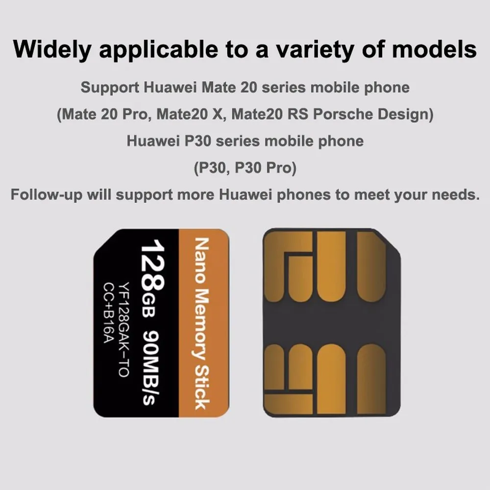 Карта памяти Nano для Huawei Mate 20 карта 20X 20XS 20RS Pro 128 ГБ 90 МБ/с./с нм с USB3.1 Gen 1 TF/NM