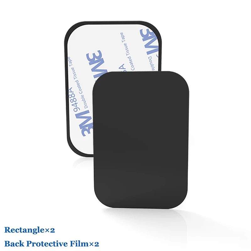 2Pcs Rectangle Black Черный металлический пластинчатый диск для магнита Автомобильный держатель для телефона Железный клейкий лист для магнитного мобильного телефона держатель Автомобильный Стенд крепление поддержка - Цвет: 2Pcs Rectangle Black