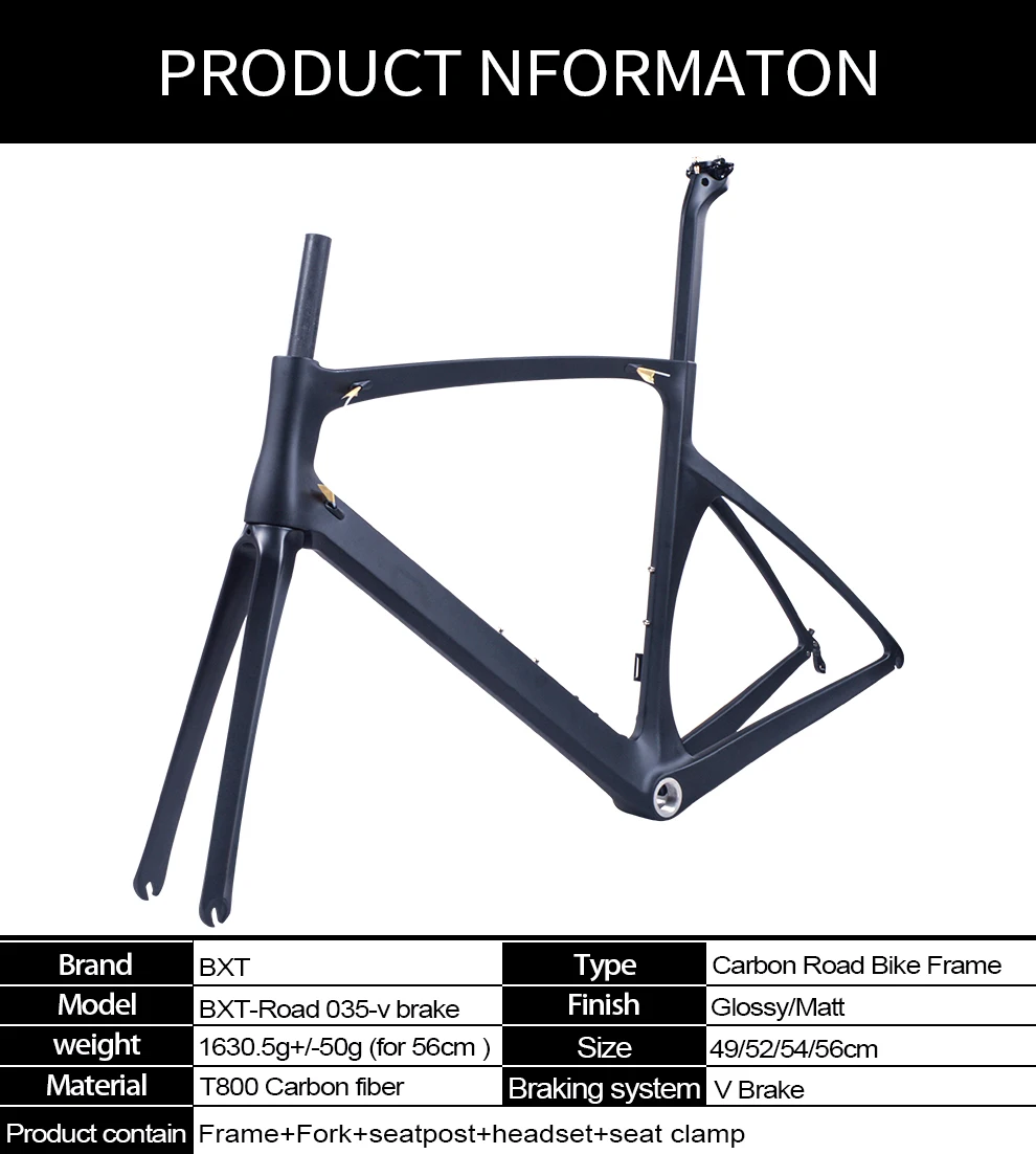 Best BXT Carbon Road Frame 700C V brakes Di2 Mechanical UD matte glossy cycling race bicycle frameset Free shipping 2