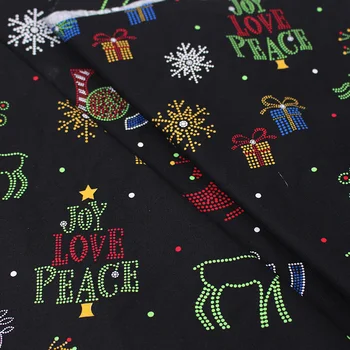 

Beautiful 100% Cotton Fabric Black Bottom Christmas Elk Pattern Digital Print Sewing Material DIY Home Patchwork Dress Clothing