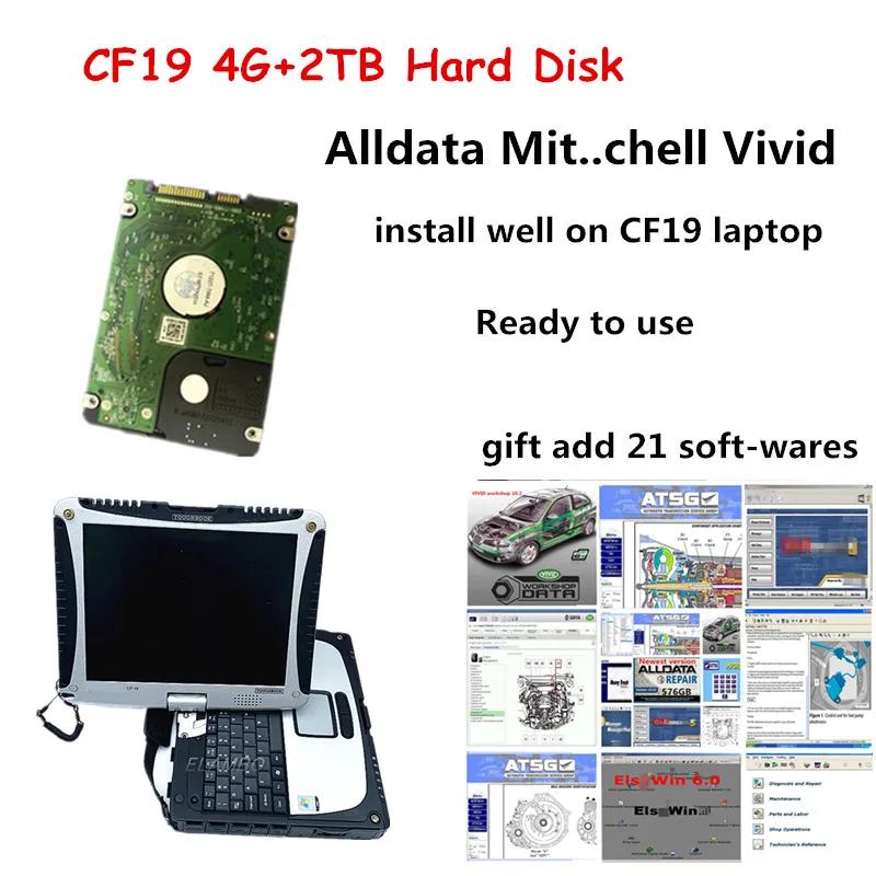 2021 Best Alldata All Data Auto Repair Alldata Mit//Chell Vivido Installa Bene Per Laptop Panasonic Cf19 4G Con Disco Rigido Da 2Tb