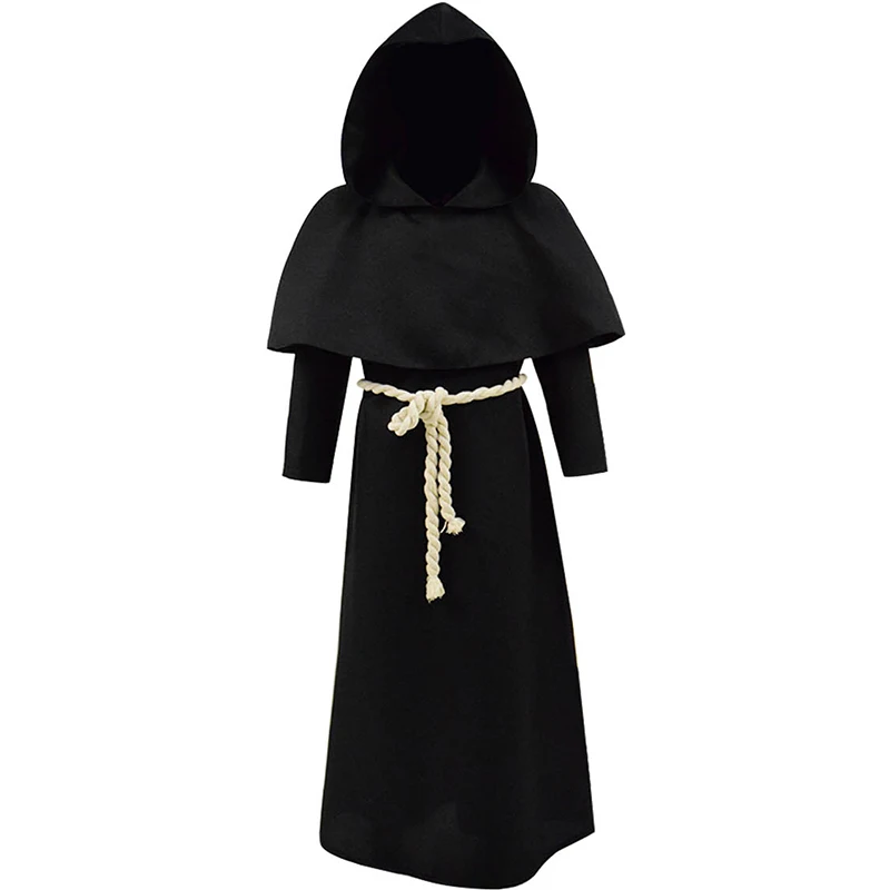 

Cossky Medieval Monk Robe Hooded Renaissance Priest Robe Halloween Costume Cosplay