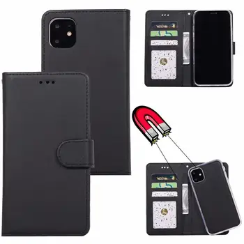 

for iPhone 11 Pro Max Case Xs Max Xr X 8 7 Plus SE 2 Cover Leather Wallet Cover Detachable Magnetic Force Car Mount Holder Purse