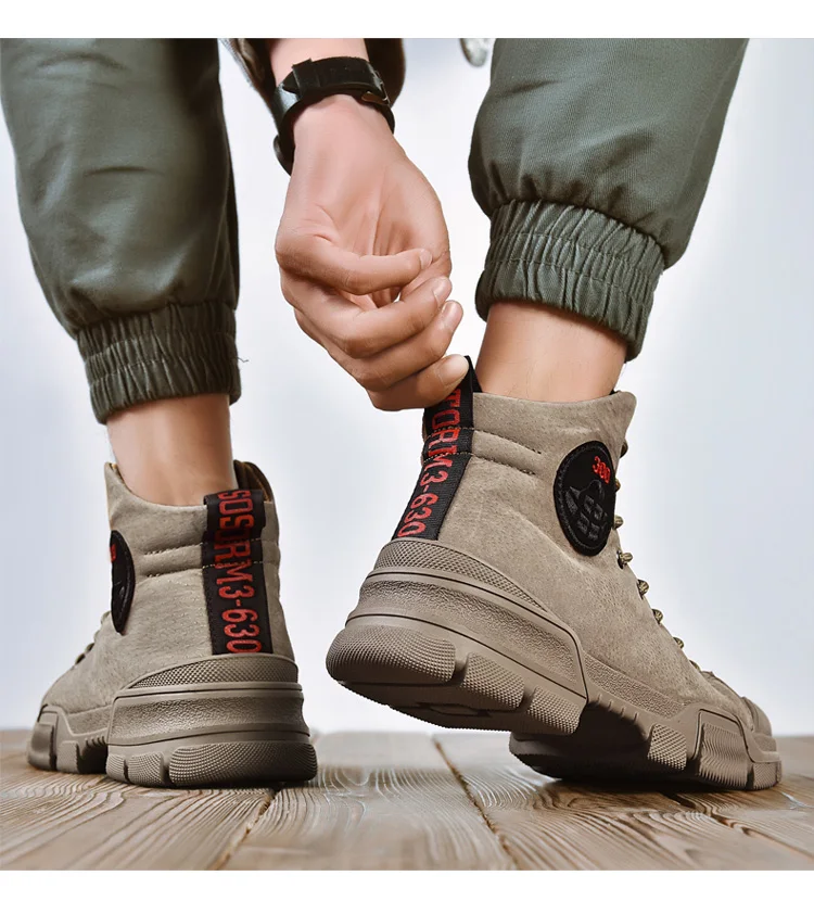 High Quality Winter Genuine Leather Men's Martin Boots Warm Working Boots Lace Up Men's Desert Boots Round Toe High Top Shoes