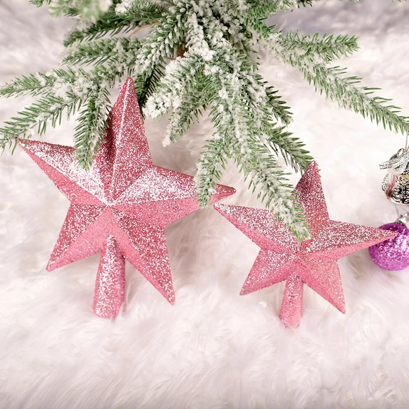 

15/20cm Christmas Tree Star Christmas Tree Toppers Powder Christmas Star Christmas tree ornaments Xmas Decoration1*