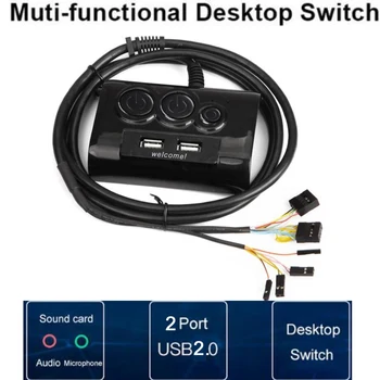 

Multifunction Desktop PC case Switch Dual USB Ports Power On/Off Reset Button Audio Microphone Port For Office Internet Cafes