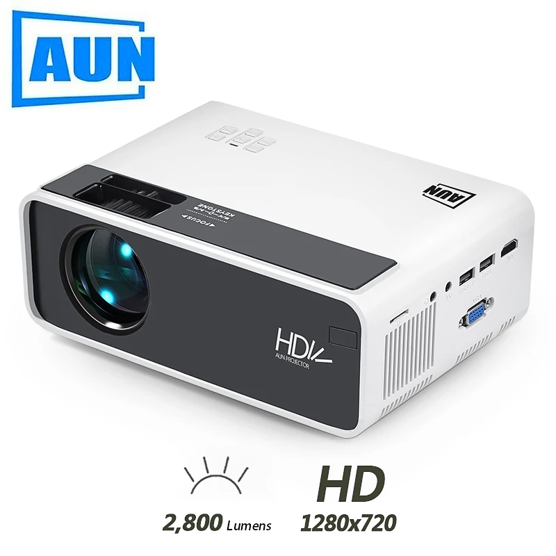 

AUN MINI Projector D60S, 1280x720P, Android WIFI Bluetooth, LED Proyector for 1080P Home Cinema, 3D Video Beamer, Optional D60
