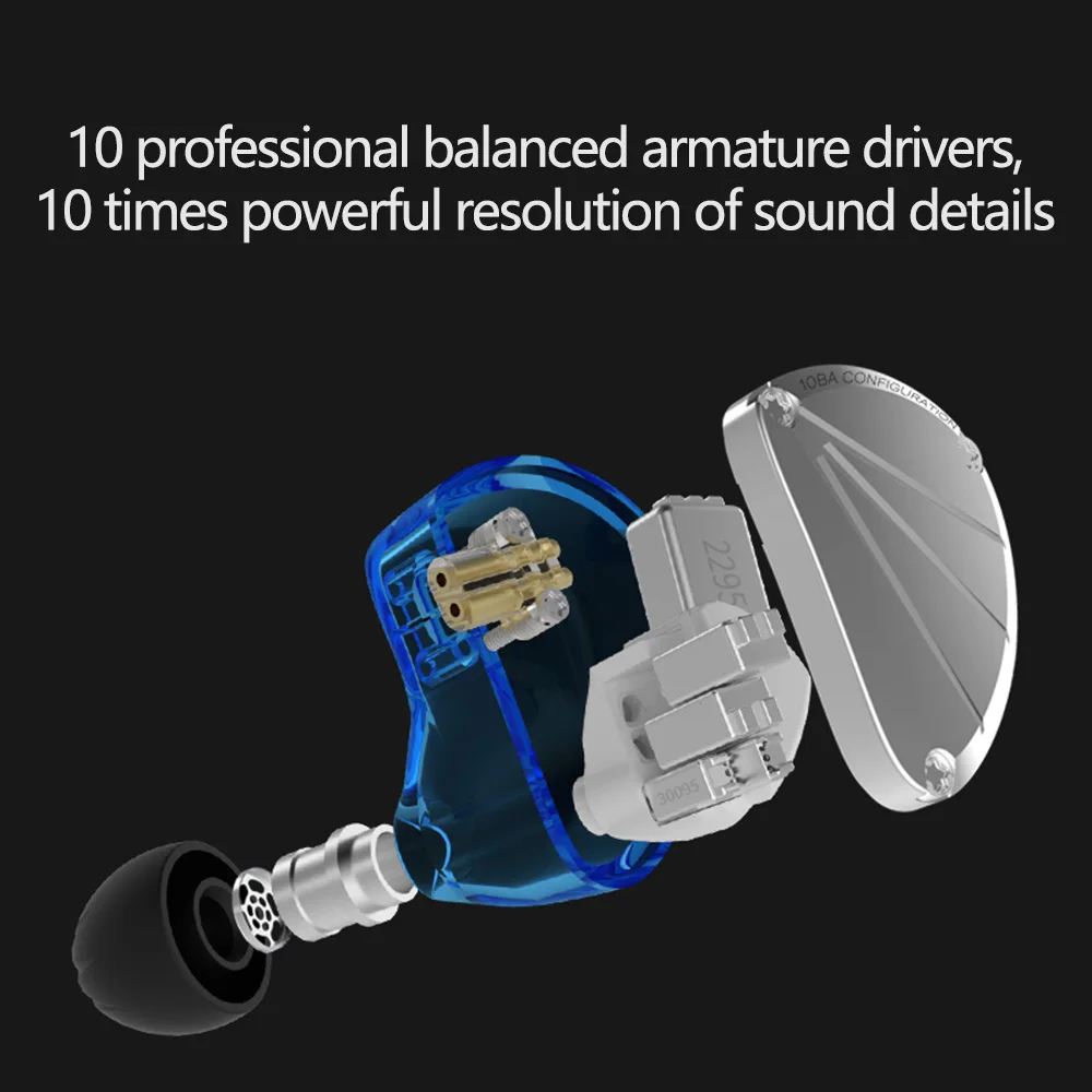 KBEAR KB10 5 сбалансированная арматура драйвер в ухо наушники HIFI монитор с басом наушники с 2PIN кабелем KZ AS10 C12 ZS10 PRO