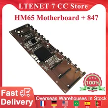 

BTC Minging Motherboard HM65+847 Integrated CPU 8 Card Slots DDR3 Memory Motherboard For Rx580 1660 3080 3090 for Bitcoin Miner