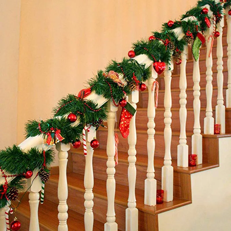 5,5 м сосновая игла, ротанговая лоза, рождественская подвеска, украшение, рождественские вечерние украшения, подвесная мишура, Зеленый лист, сад, Рождество