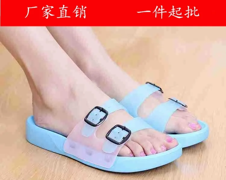 

2019 New Style Jelly with Two-Button Household Single-strap Slipper Women's Summer Slippers Soft Anti-slip Bathroom Light Slippe