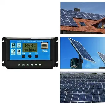 

10/20/30A Dual USB Solar Panel Battery Regulator Charge Controller 12/24V