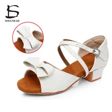 Girls Ballroom Dance Shoes Children Woman Latin Dance Shoes White Soft Sole Kids Tango Jazz Shoes Salsa Sandals 3cm Heels