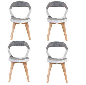 

A set of 4 fabric dining chairs with medieval design, retro armchairs with solid metal legs, kitchen, dining room study room