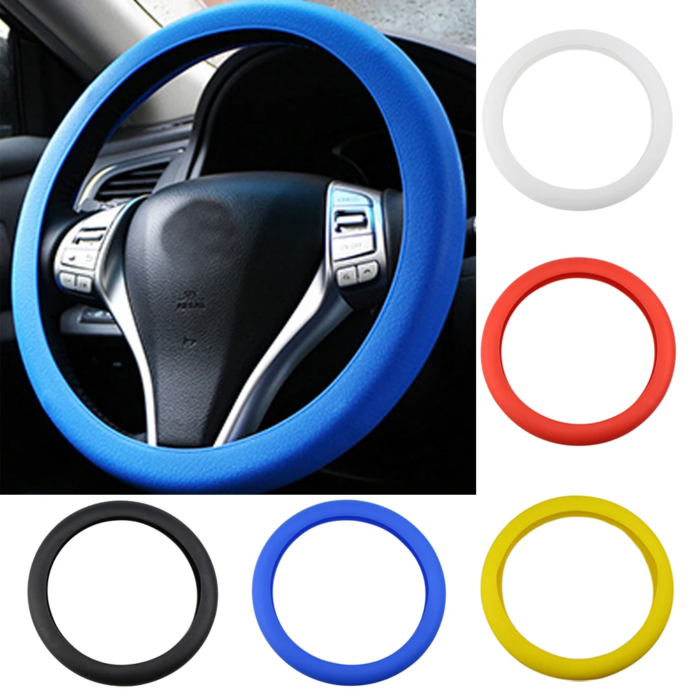 

Leather Texture Car Auto Silicone Steering Wheel Glove Cover Soft Multi Color Universal Skin Soft Silicon Steering Wheel Cover