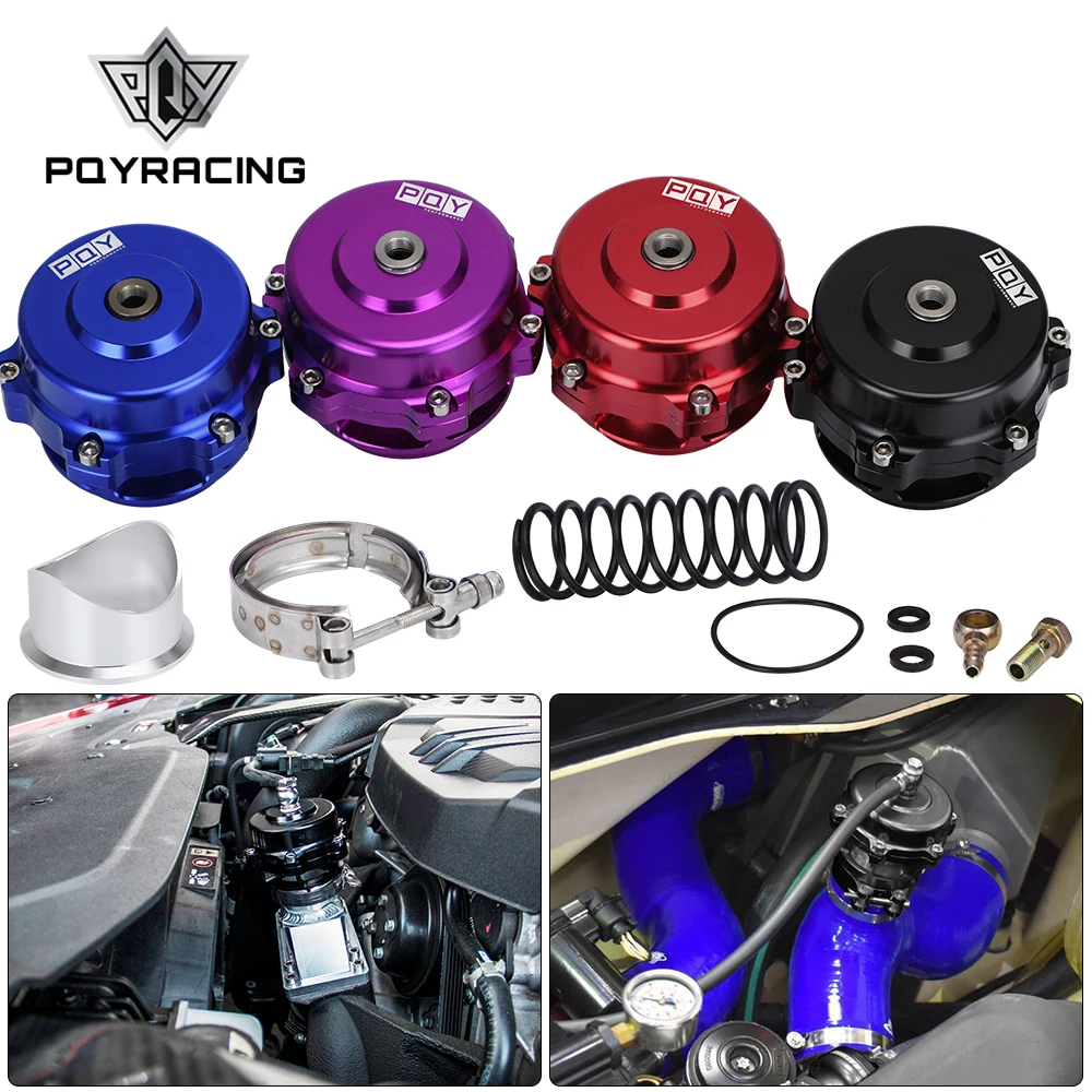 PQY-Turbo Blow Off Valve 50mm BOV 6/18/24PSI Spring V-Band Flange Universal Aluminum Turbocharge Pipe blow off valve adaptor