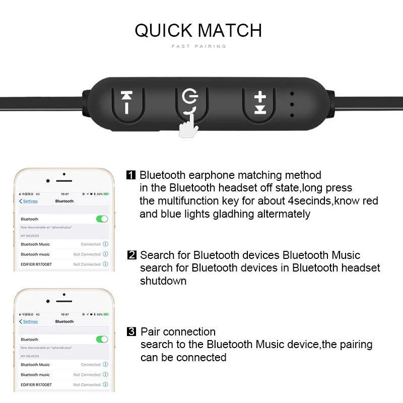 Магнитные беспроводные bluetooth наушники XT11, музыкальная гарнитура, шейные спортивные наушники с микрофоном для iPhone, samsung, Xiaomi