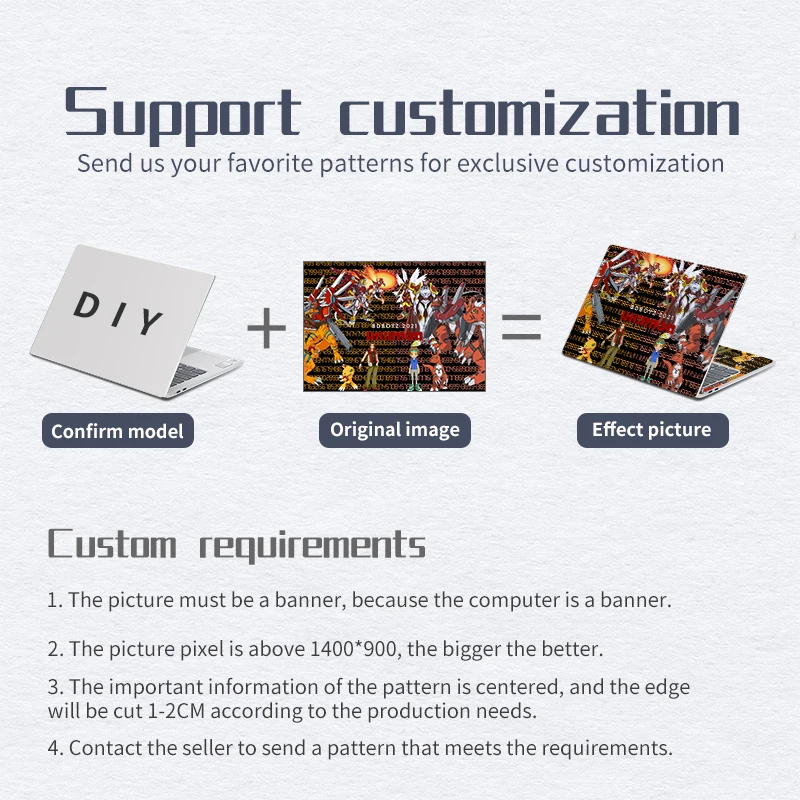 DIY Laptop Stickers Vinyl Film For Macbook /Lenovo/ASUS 11.6"13.3"14"15.6"17.3"