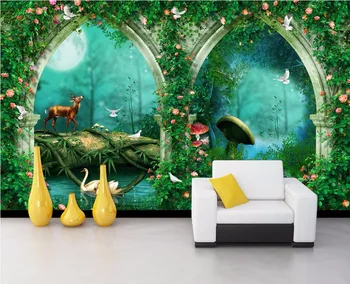 

CJSIR Custom Wallpaper Beautiful Fantasy Arches Fairy Tale Forest TV Sofa Background Wall Living Room Bedroom 3d Wallpaper