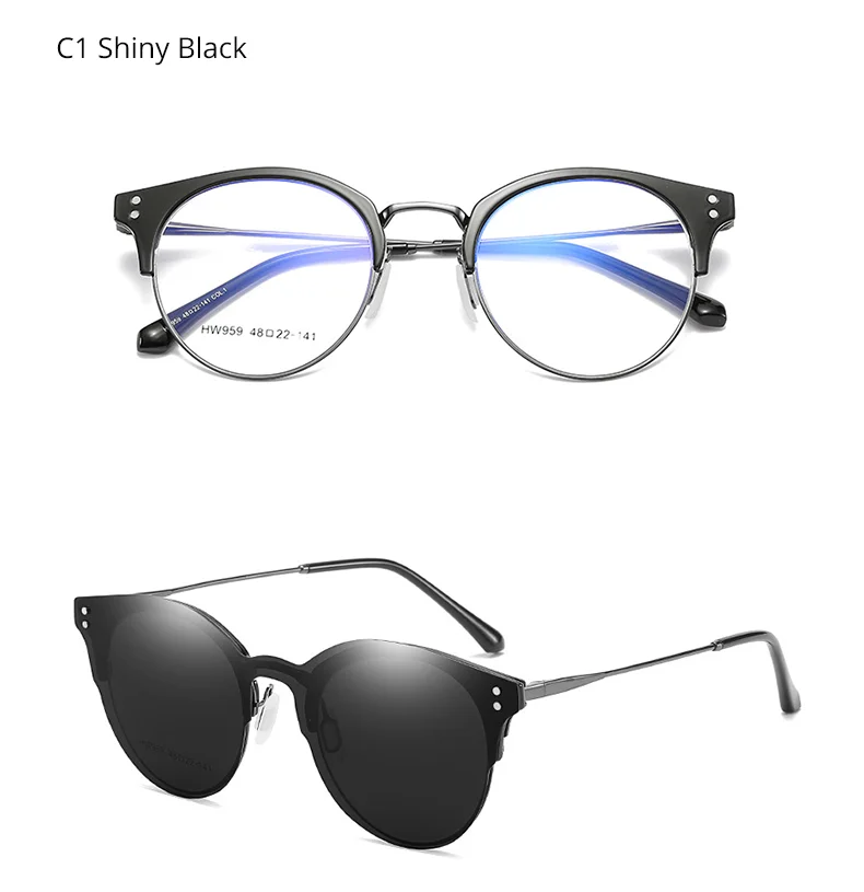 Ralferty Magnet Sun Glasses Prescription Sunglasses Women Men Polarized Round Prescription Myopia Sunglasses 2 In 1 Oculos Z959