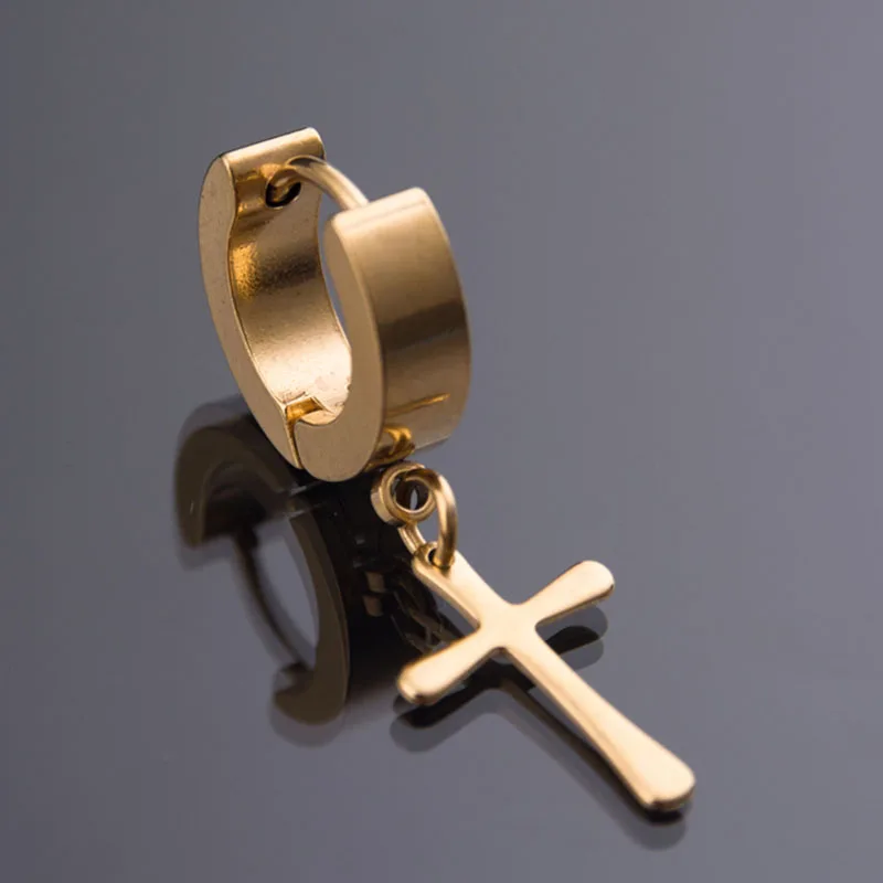 1 шт Панк крутой унисекс Мужской Женский Крест, серьги Модные кисточки крест пирсинг ювелирные изделия черный золотой серебряный цвет серьги