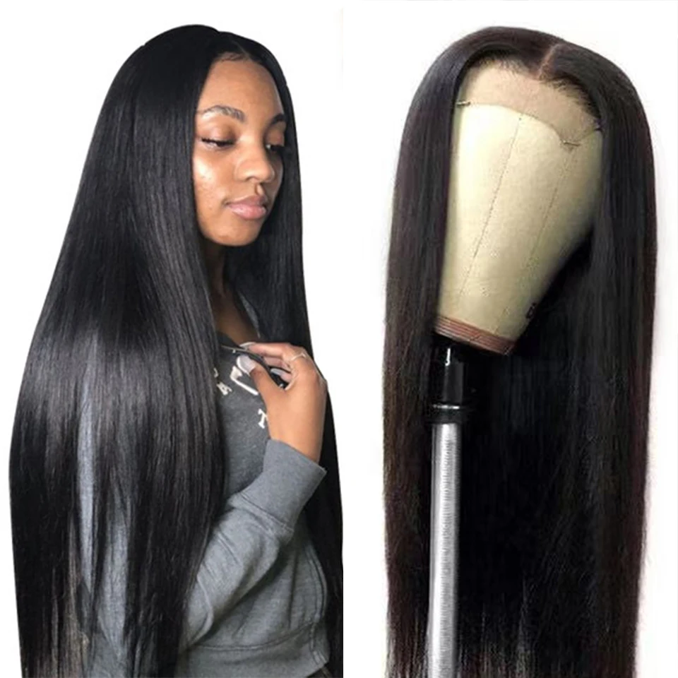 

STRAIGHT HAIR 150 Density 4x4Lace Closure Wig Natural Hairline Straight Wigs Peruvian Remy Pre plucked Lace Front Human Hair Wig