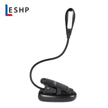 

LESHP Rechargeable 4LED Book/Music Light Flexible Clip Table Lamp Dimmable Adjustable Goose Neck Built-in 1000mAh Battery