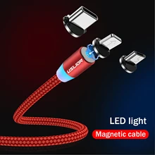 USLION Магнитный USB кабель для быстрой зарядки Micro USB кабель для samsung Xiaomi type C зарядный кабель 3M Магнитный кабель для iPhone 11