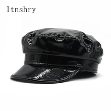 Новая модная уличная Военная Кепка Для Взрослых кожаная женская бейсбольная кепка Студенческая темно-синяя кепка женские береты яркая черная Gorra Mujer