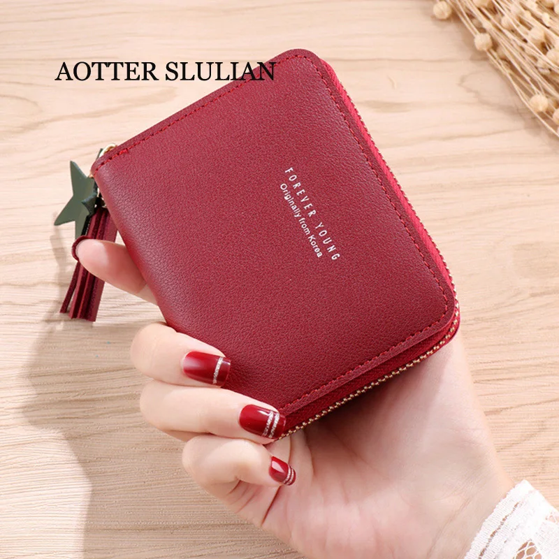

New Women Wallet Card Holder Foldable Ladies Small Purse Zipper Card Case High Quality Female Patchwork Fashion Panelled Wallets