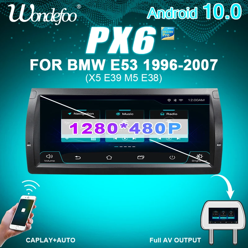 10 2 &quotАвторадио PX6 магнитола 1 din Android Автомагнитола автомобильное радио для BMW X5 E53