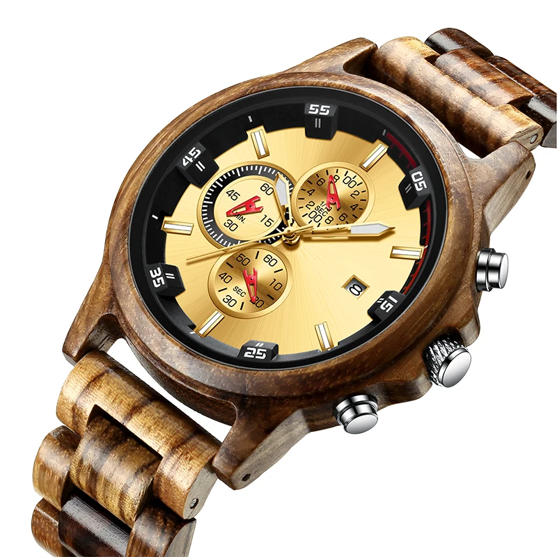 

QW sports relojes wood wooden handmade red dorado gold logo reloj despertador de madera quartz relojes watches
